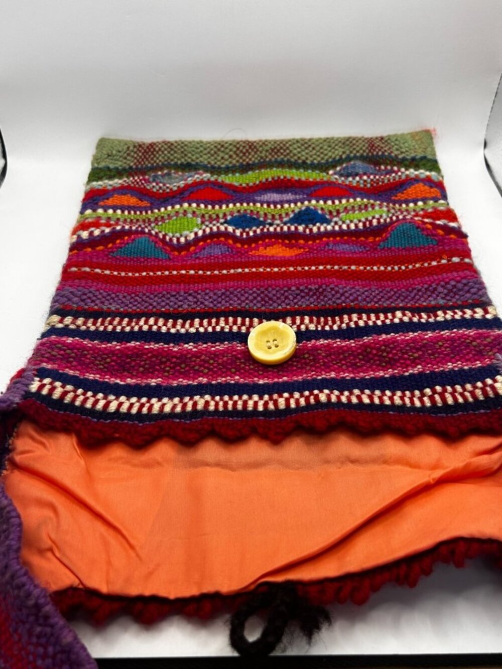 Vintage Lillian Barber Hand-Woven Wool Bag - Mid-Century Artisan Boho Bag - Picture 8 of 11